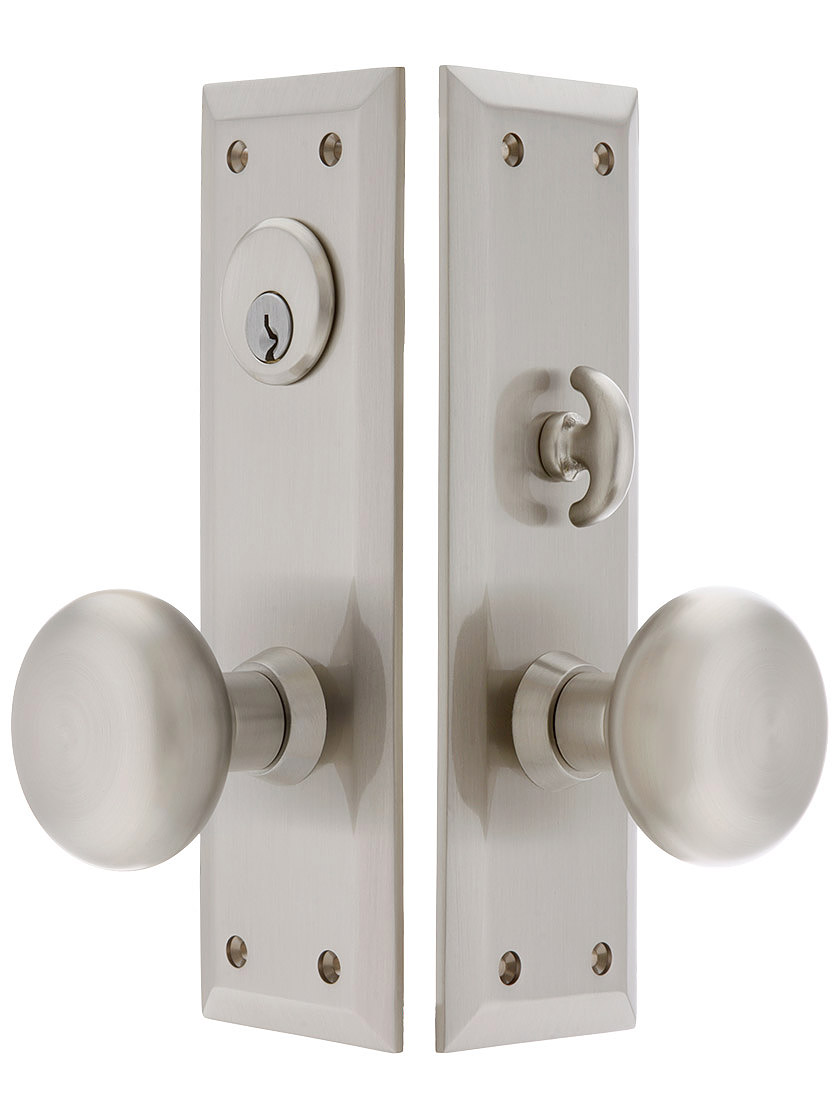 New York Large-Plate Mortise Entry Set In Forged Brass
